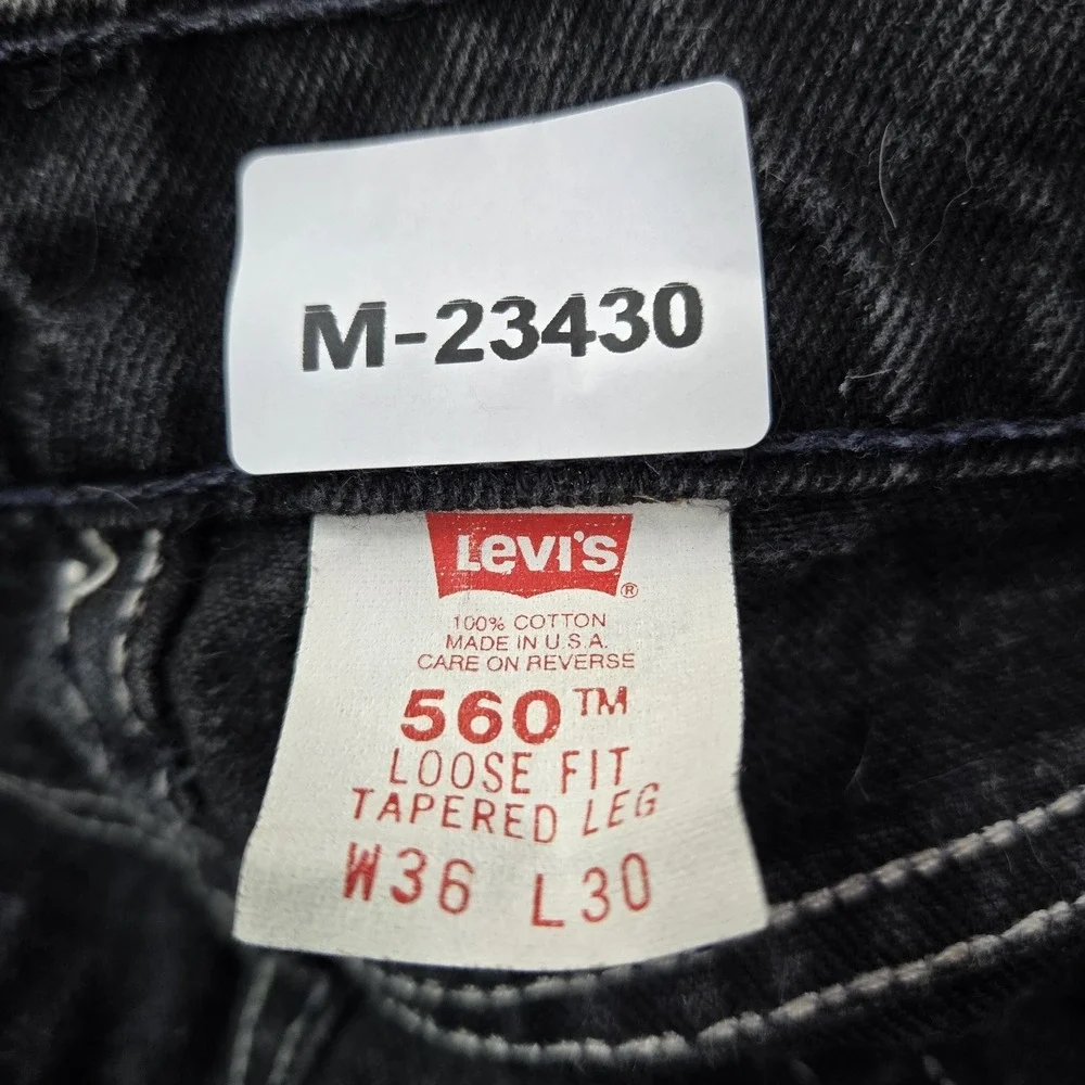 VINTAGE Levi's‎ 560 Men Jeans 36X30 Black Denim Loose Fit Tapered Leg 90s USA